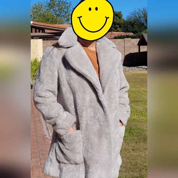 Sears Jackets & Coats Vtg Faux Fur Coat Gray Teddy Bear See Pics